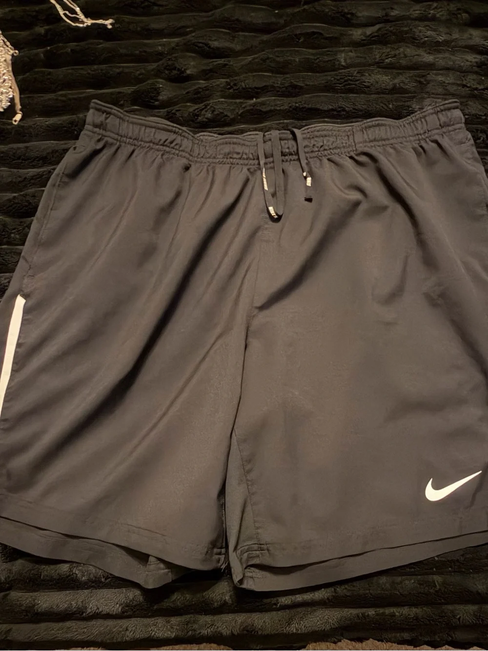 Nike Men’s Black Athletic Shorts with White Accents
